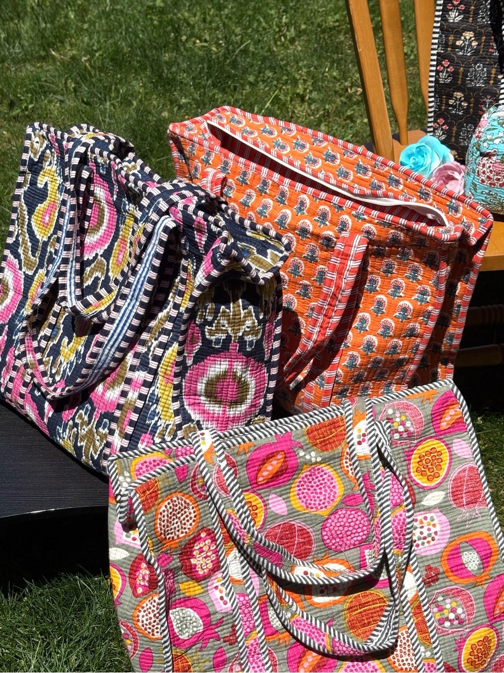 Quilted Printed Tote Bag - Pink Multi